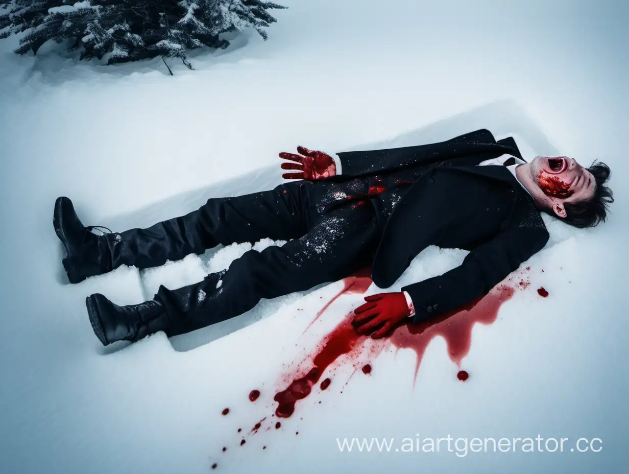 Man-Lying-in-Snow-with-Blood-Emotional-Scene