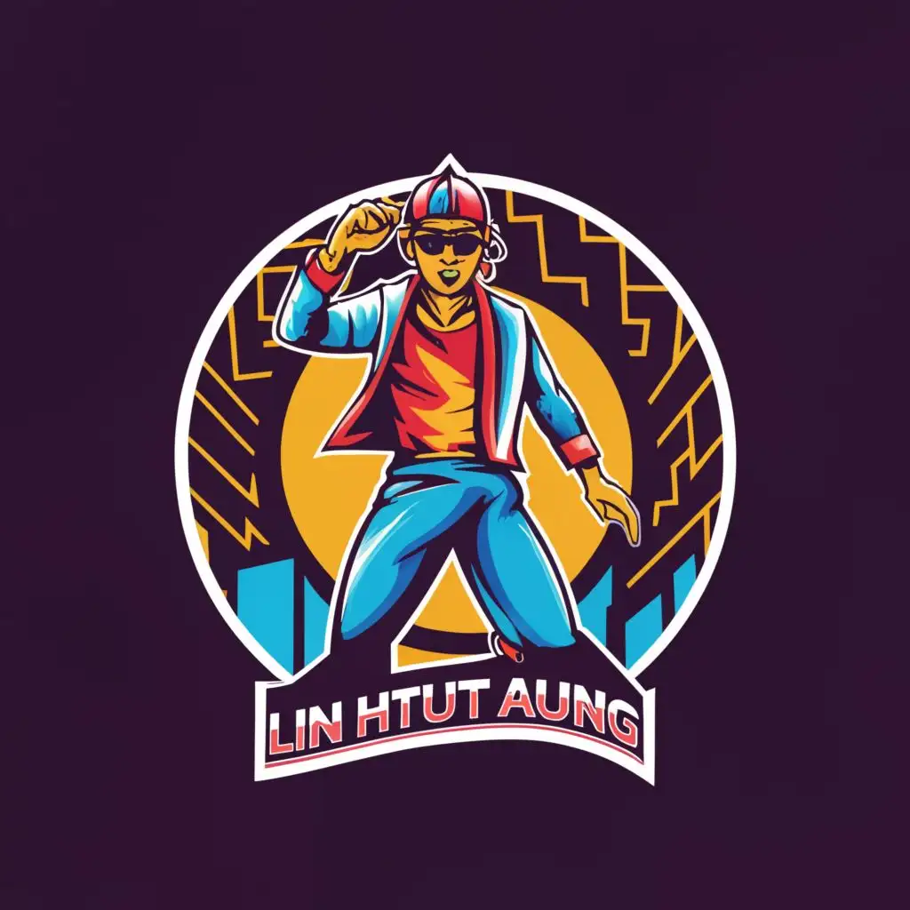 a logo design,with the text "Lin Htut Aung", main symbol:A hip hop singer,complex,clear background