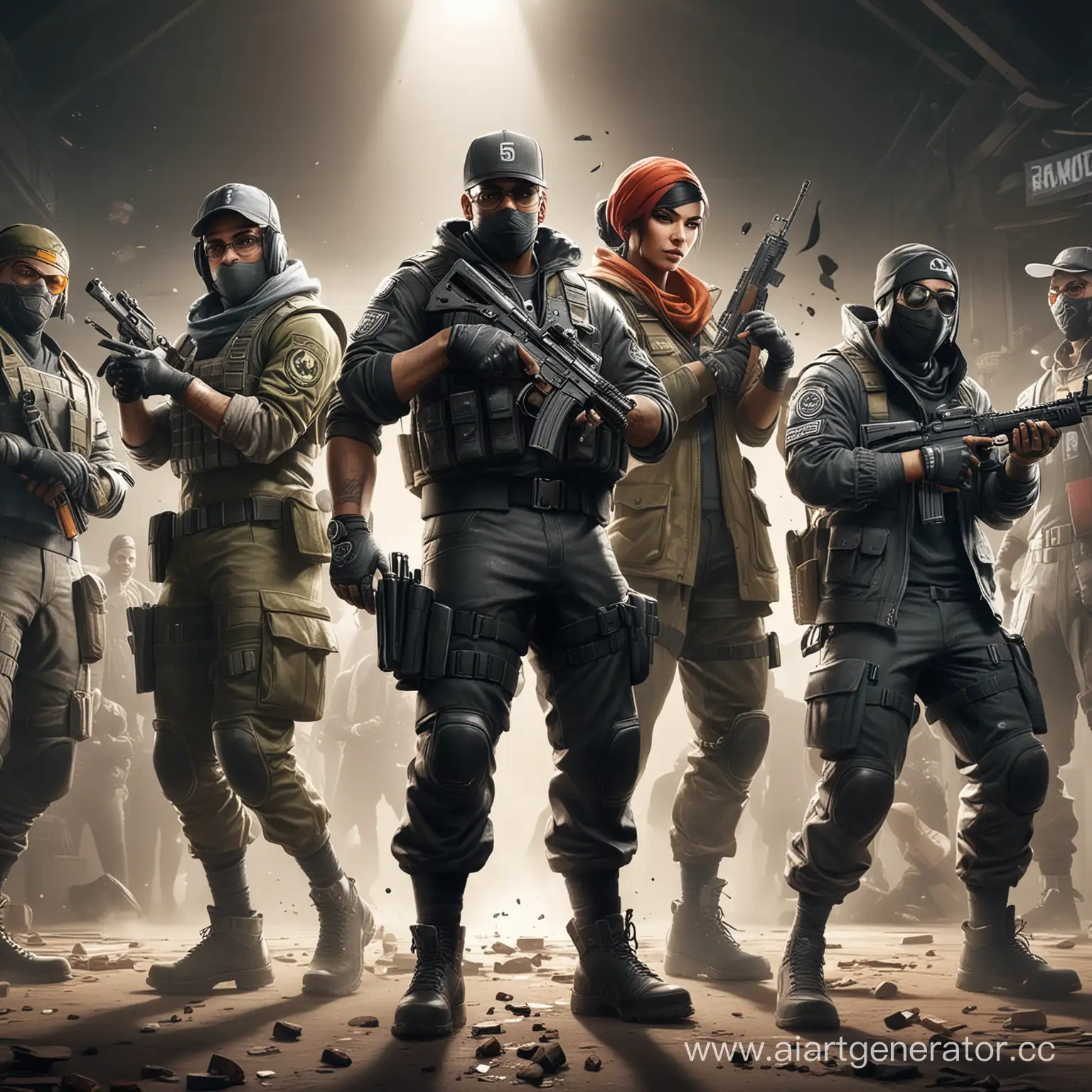 Stylish-Rappers-Amid-Rainbow-Six-Siege-Operatives-in-Intense-Action-Scene