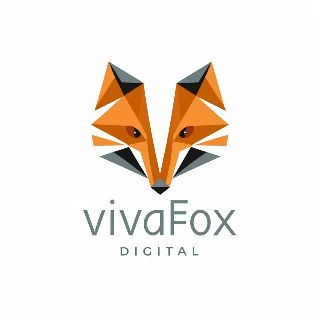 a logo design,with the text 'Vivafox digital', main symbol:An Fox but it must mention the Initials that is 'V' and 'I',Minimalistic,clear background