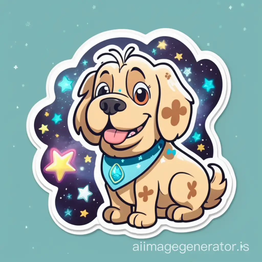 Magical dog, cartoon character, sticker