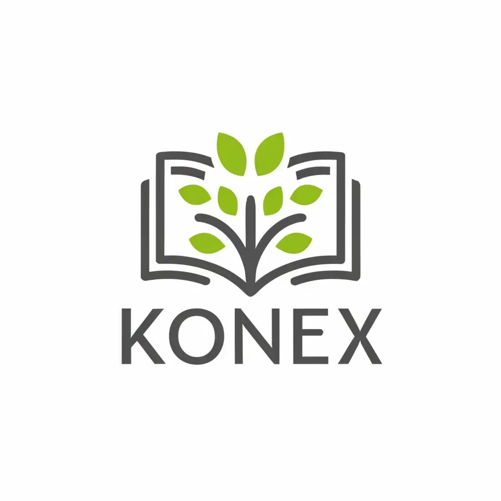 a logo design,with the text "Konex", main symbol:tree coming out of a book,Moderate,be used in Home Family industry,clear background