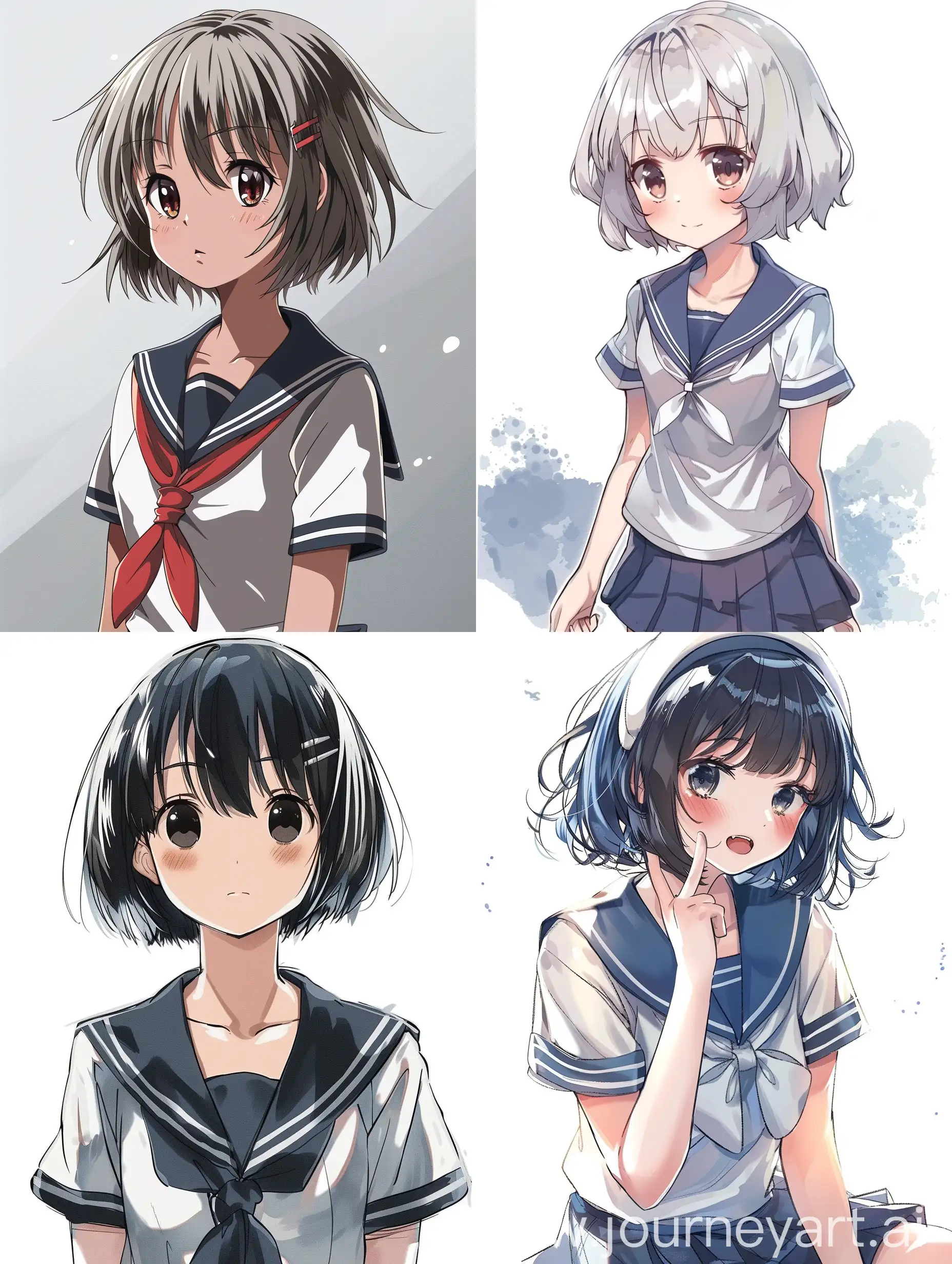 Anime-Short-Hair-Sailor-Uniform-Youth-High-School-Girl