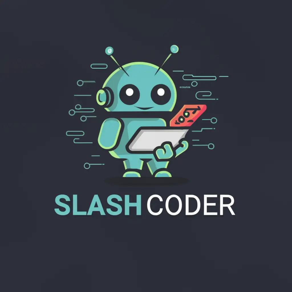 a logo design,with the text "Slash Coder", main symbol:android coder development coding developer, professional developer, software, robot , man,Moderate,clear background