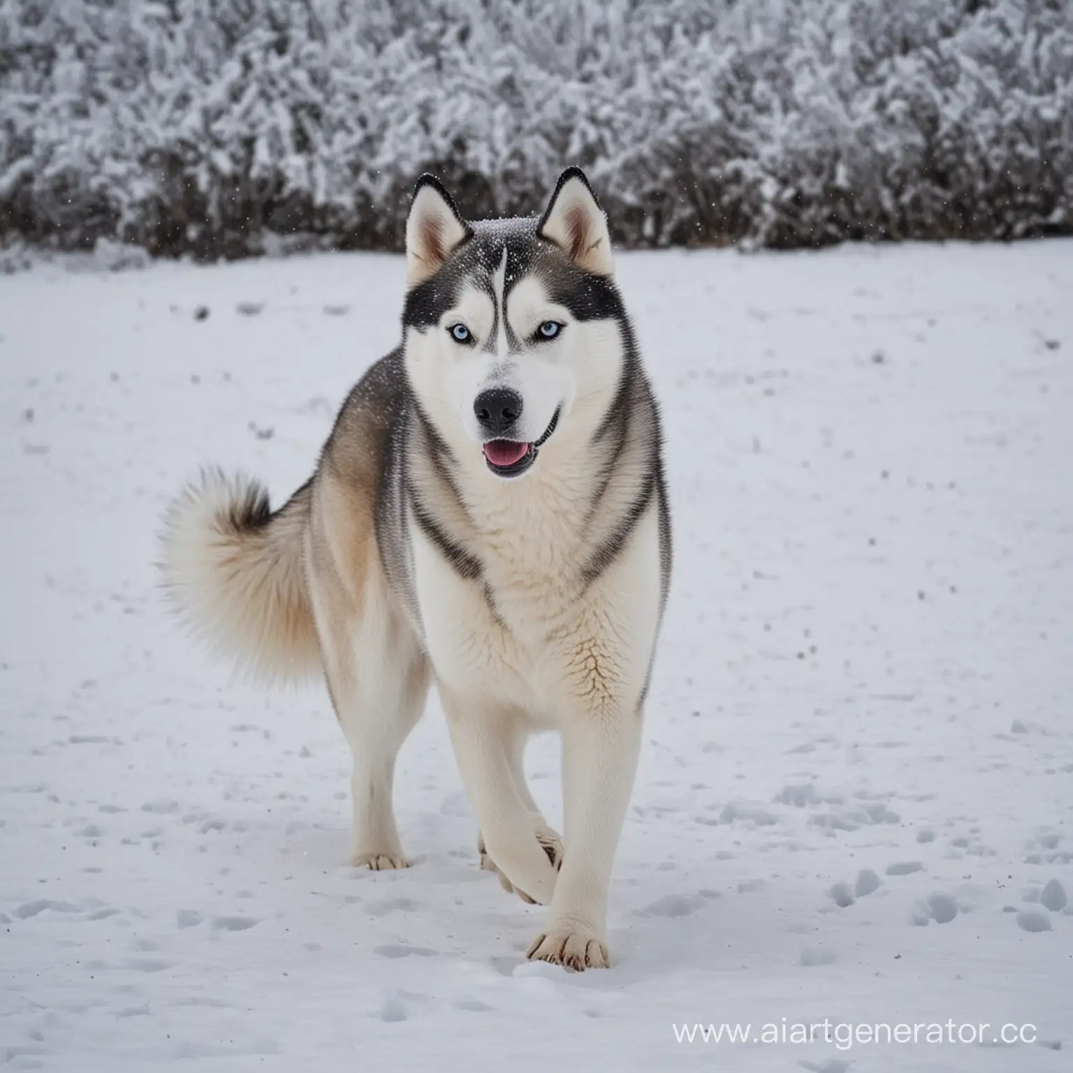 Playful-Husky-Dog-Enjoying-Snowy-Winter-Wonderland