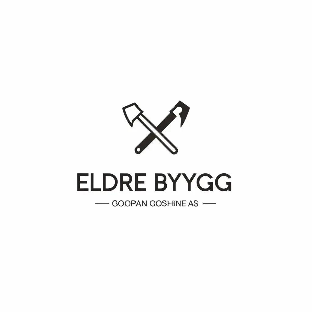 a logo design, with the text 'Eldre Bygg AS', main symbol: An old axe and a pencil, Moderate, to be used in Construction industry, clear background