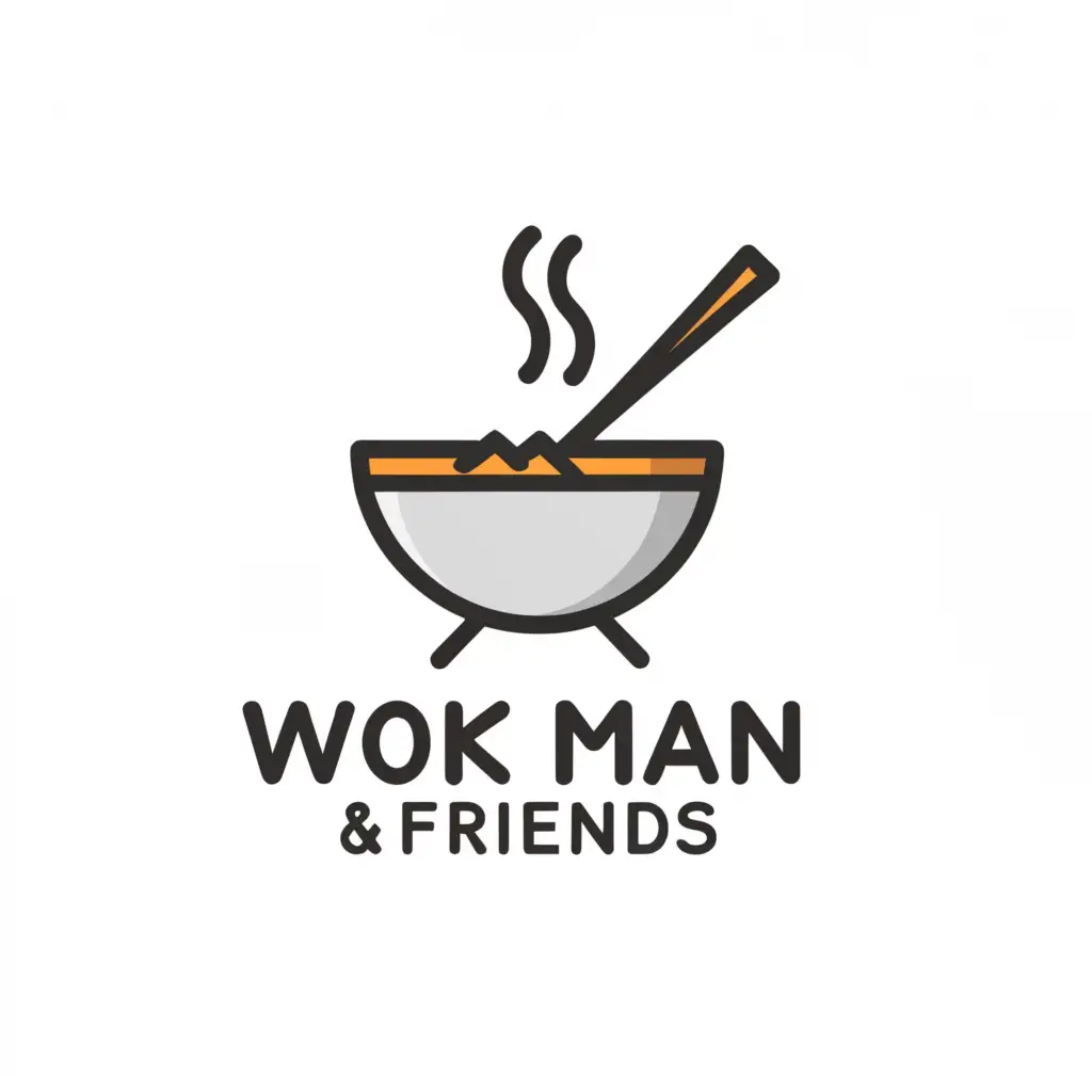 a logo design,with the text "Wok Man & Friends", main symbol:Wok,Moderate,clear background