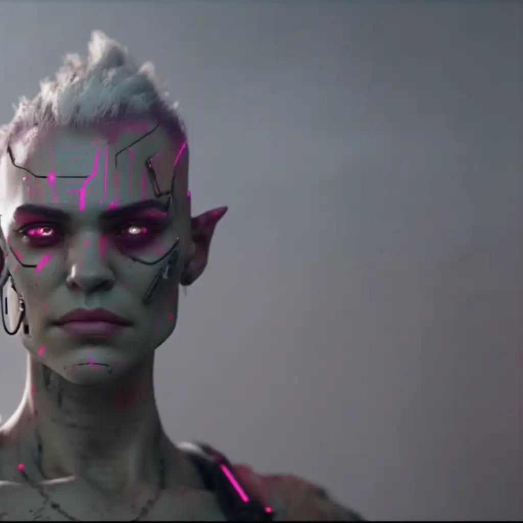 Futuristic Cyberpunk Orc Strolling in Dystopian Cityscape 8K HighResolution Image