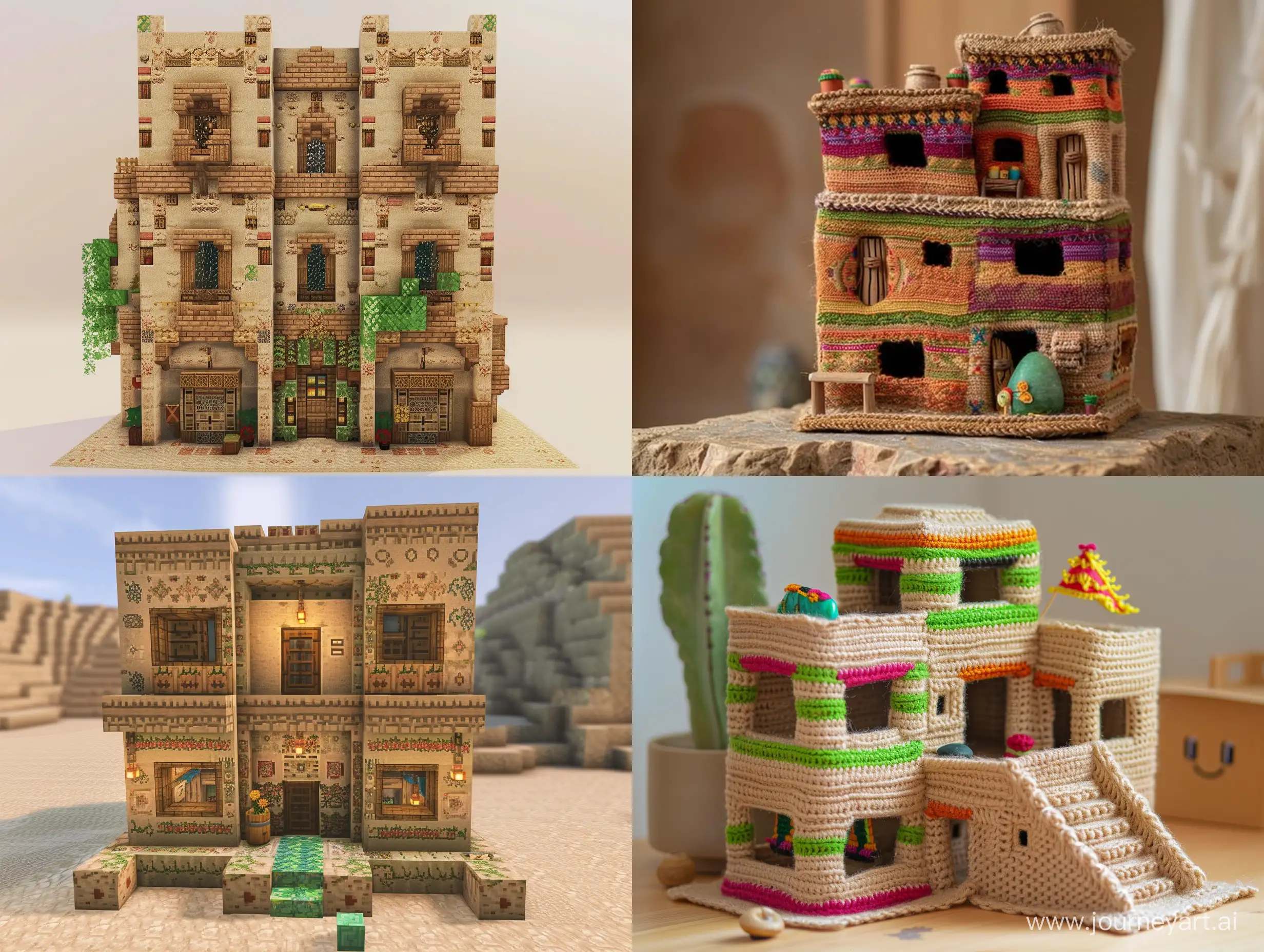 4 storey building in afghan style with a small green stone similar to a little room