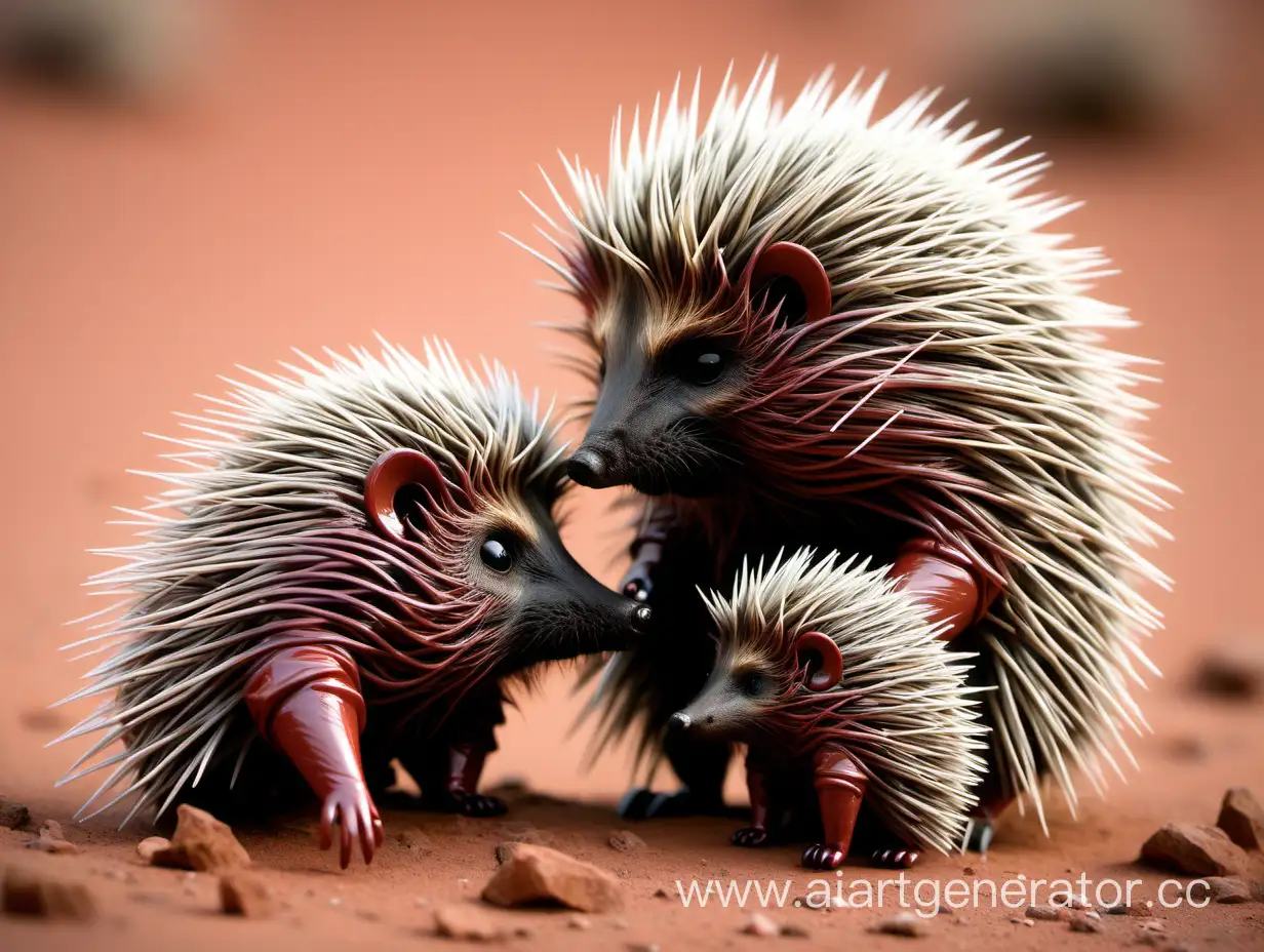 Martian cold, a Martian porcupine with needles snuggles up to another Martian porcupine, piercing it to keep warm