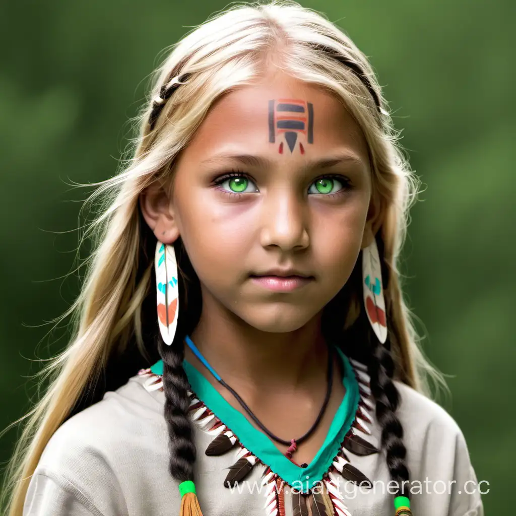 Native-American-Girl-with-Light-Hair-and-Green-Eyes