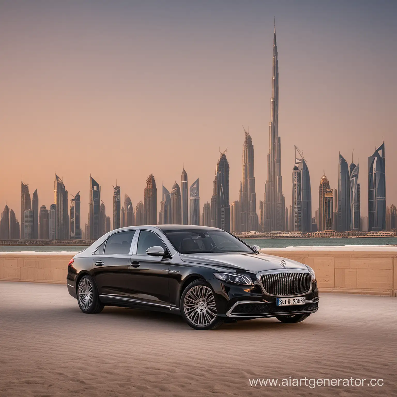 Luxury-Maybach-Car-in-Dubai-Skyline