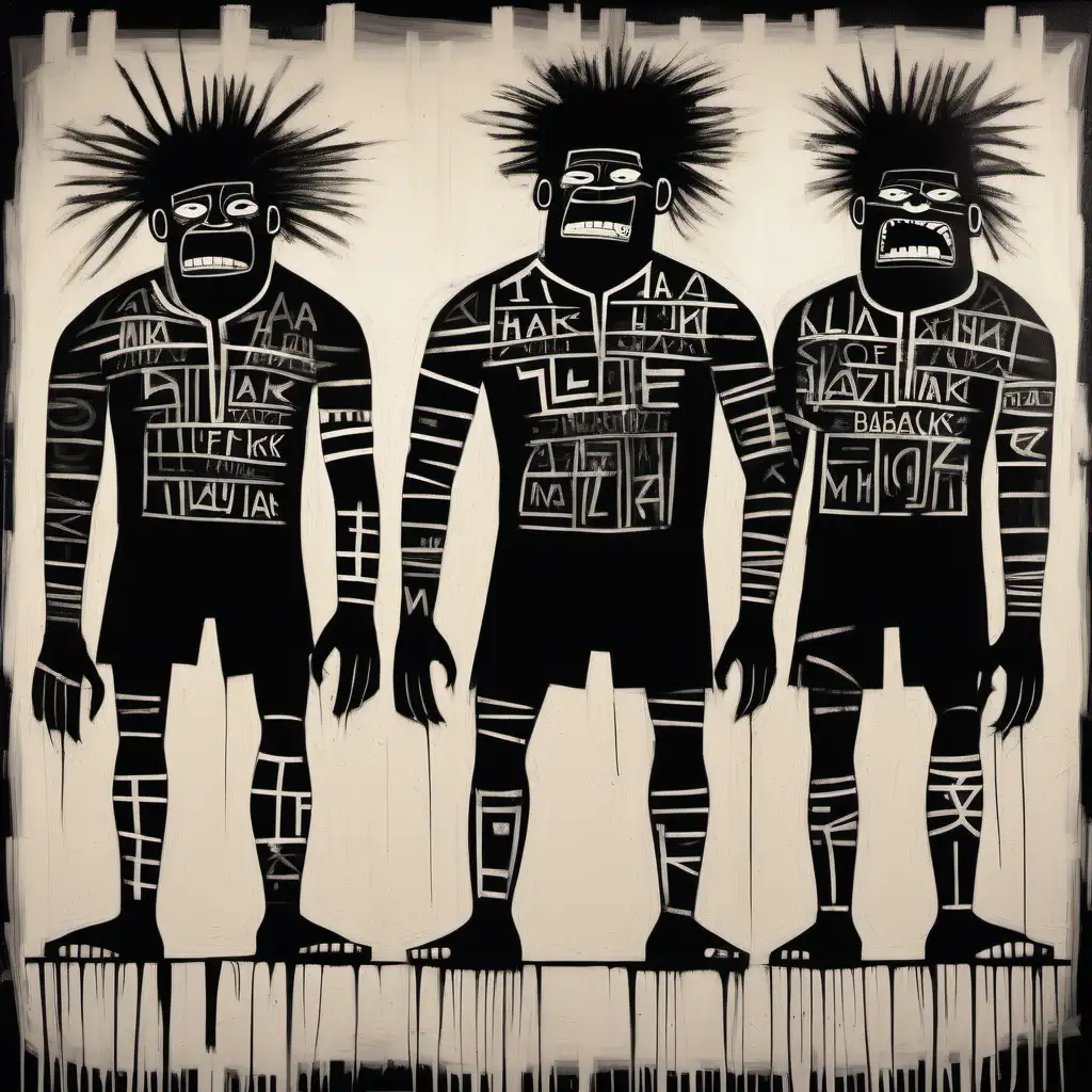 Le haka des alls blacks style artistique à la  jean Michel basquiat 