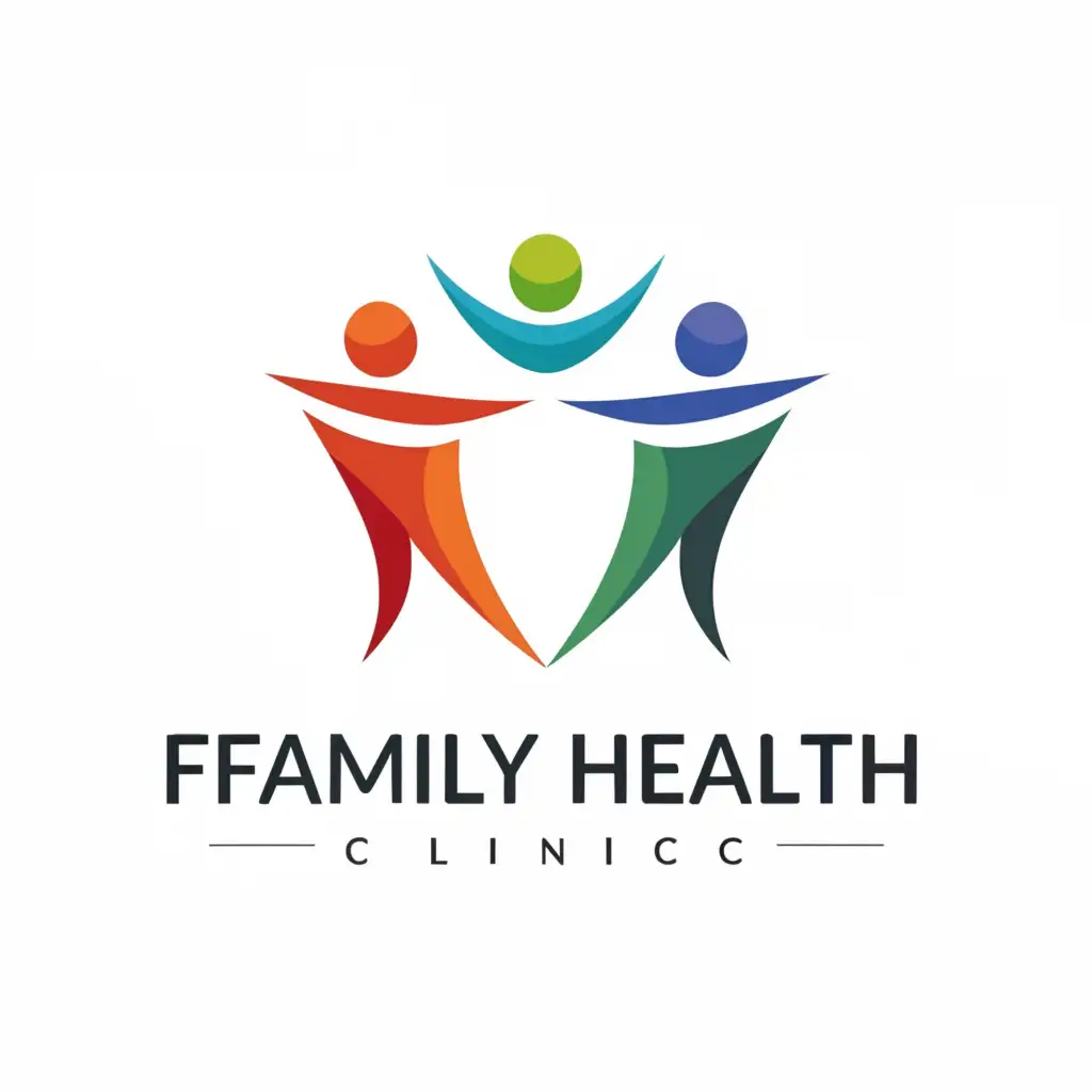 a logo design,with the text "Family Health Clinic", main symbol:Three persons hug each other with hands,Moderate,be used in Medical Dental industry,clear background