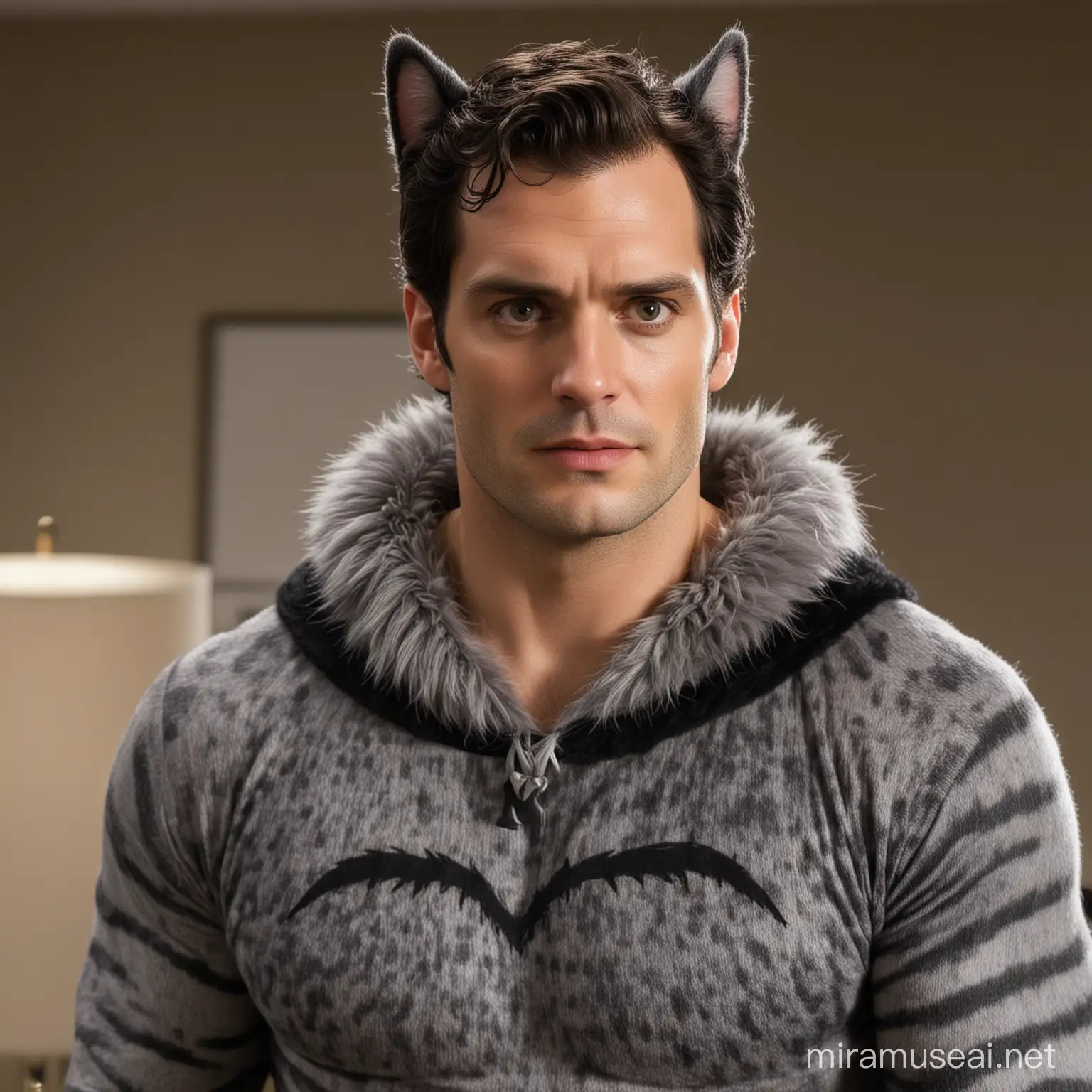 henry cavill dressed in a cat costume