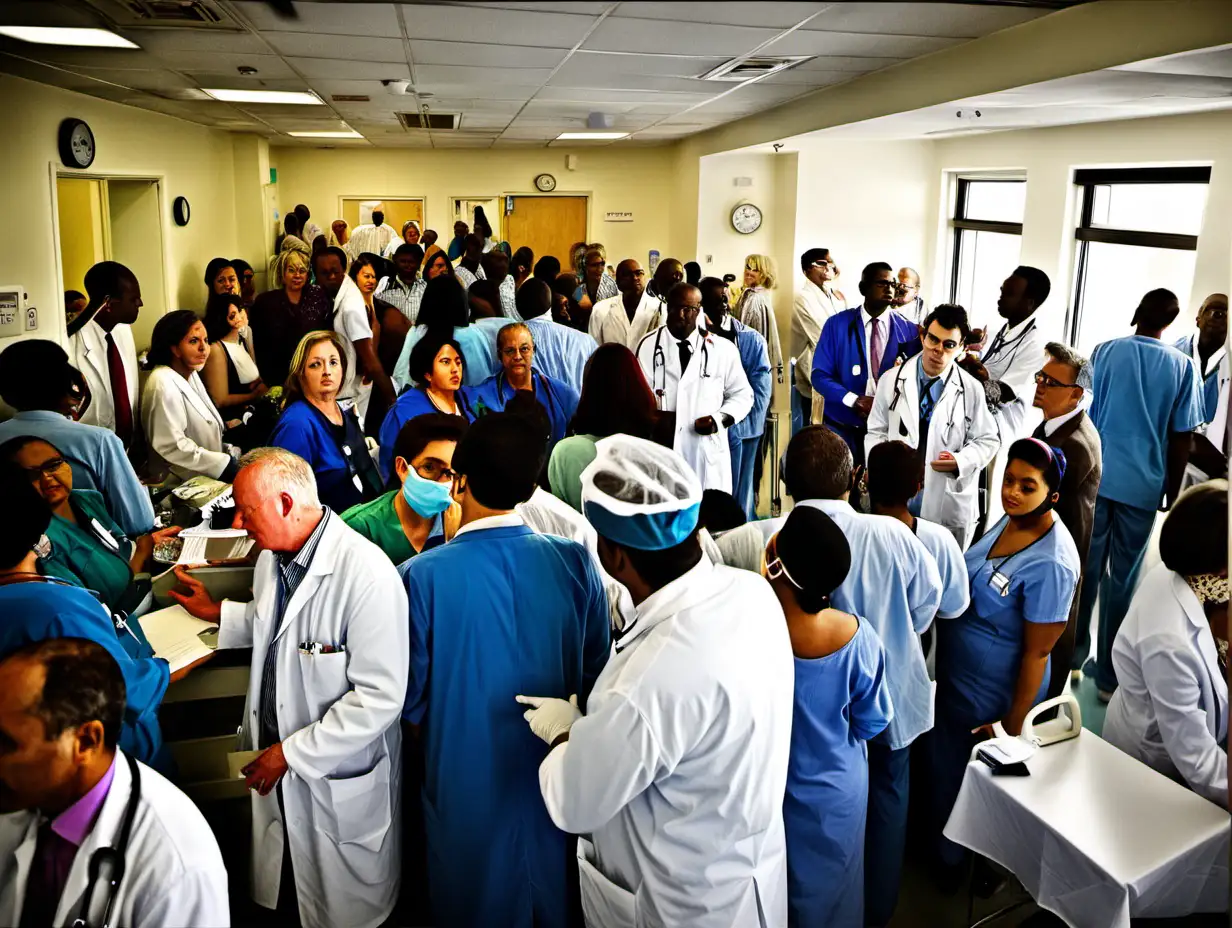 overcrowded hospital reception