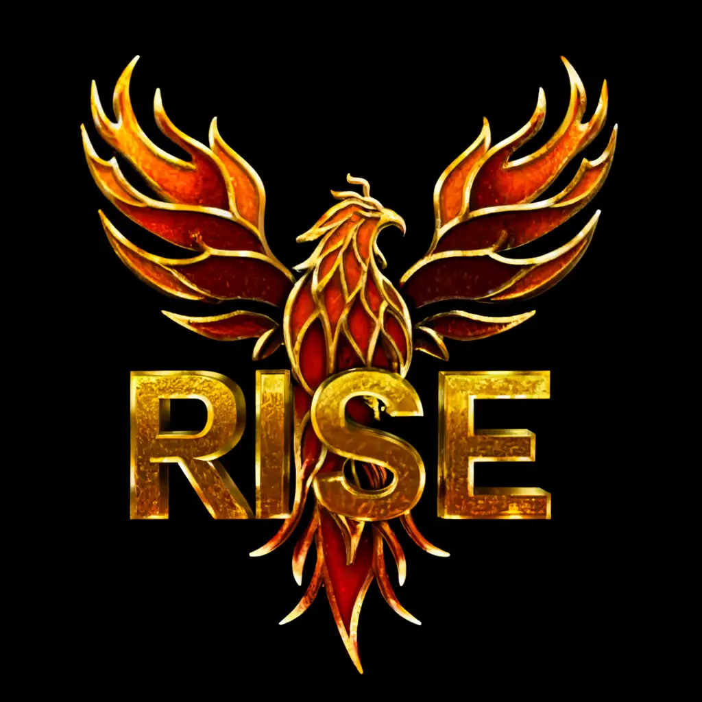 a logo design,with the text "RISE", main symbol:Phoenix,complex,be used in Entertainment industry,clear background