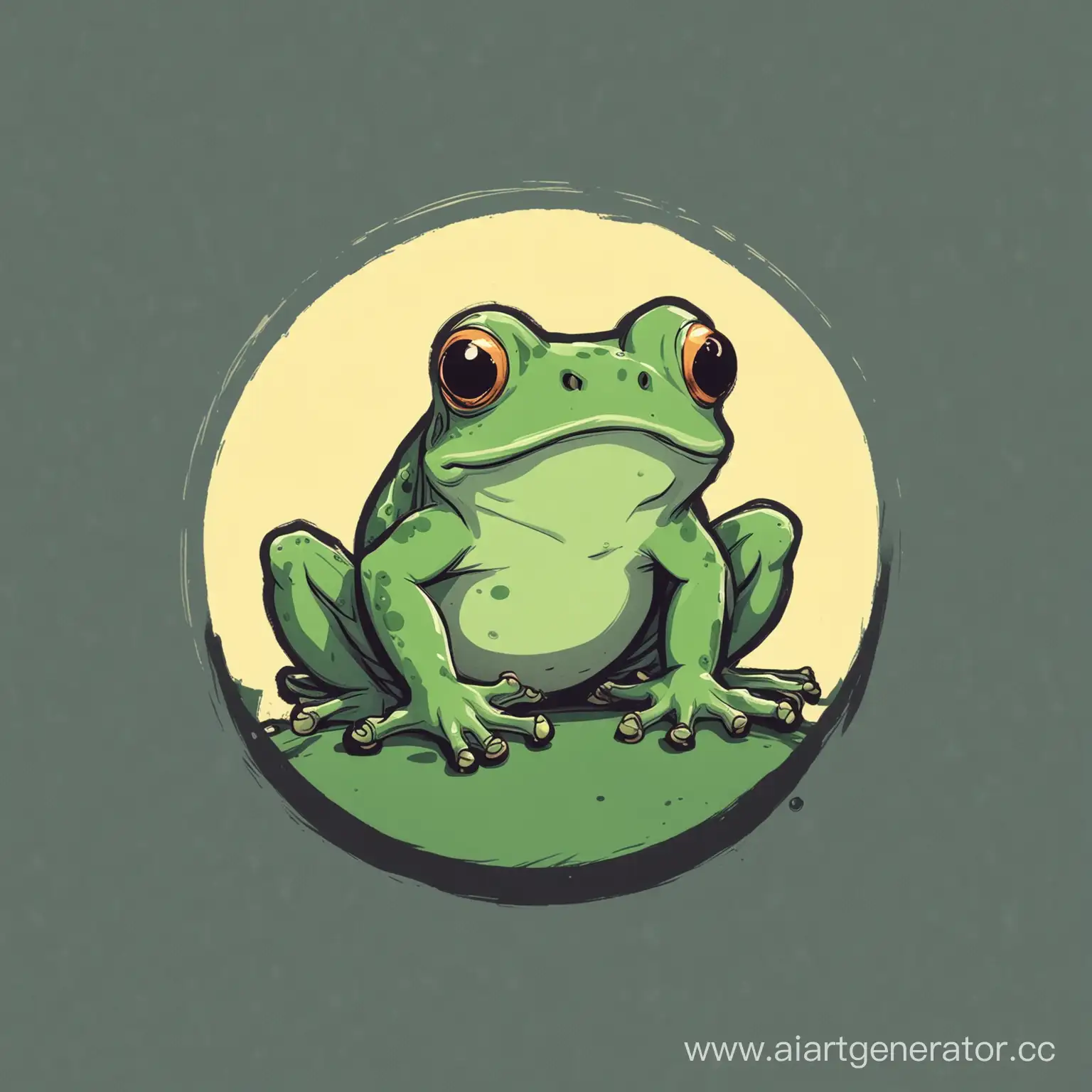 Minimalist-Cartoon-Poisonous-Frog-on-Circle-Background