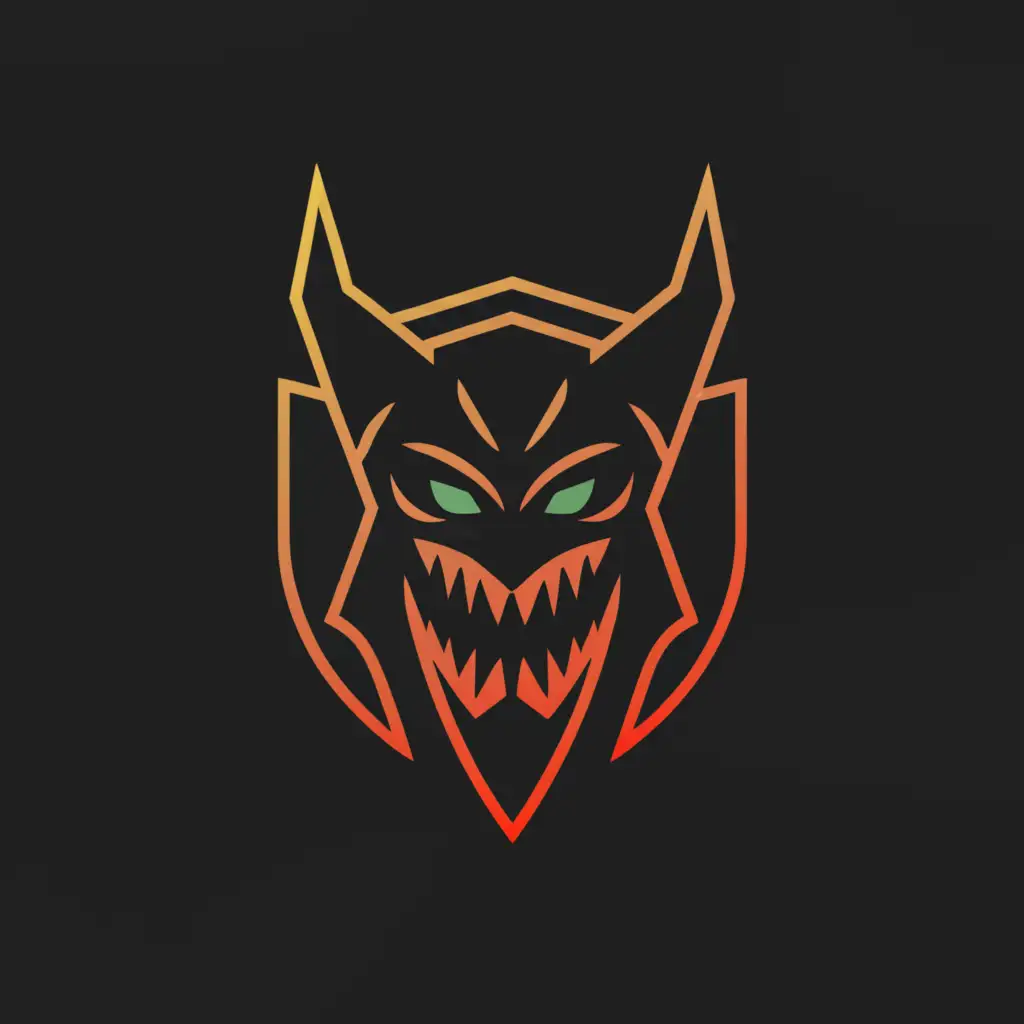 a logo design,with the text "Demon", main symbol:demon's awful head with a wide smile,Minimalistic,clear background