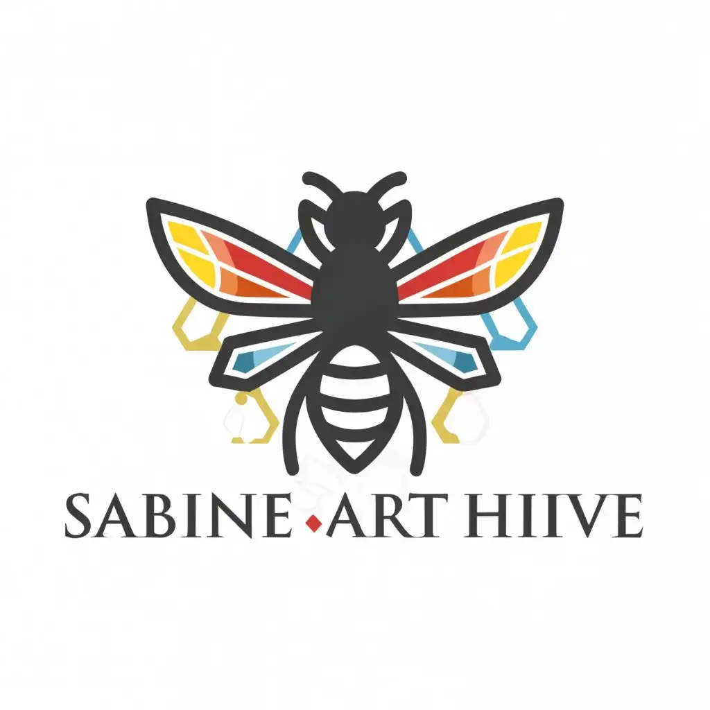 a logo design,with the text "SABINE ART HIVE", main symbol:BEE,Moderate,clear background