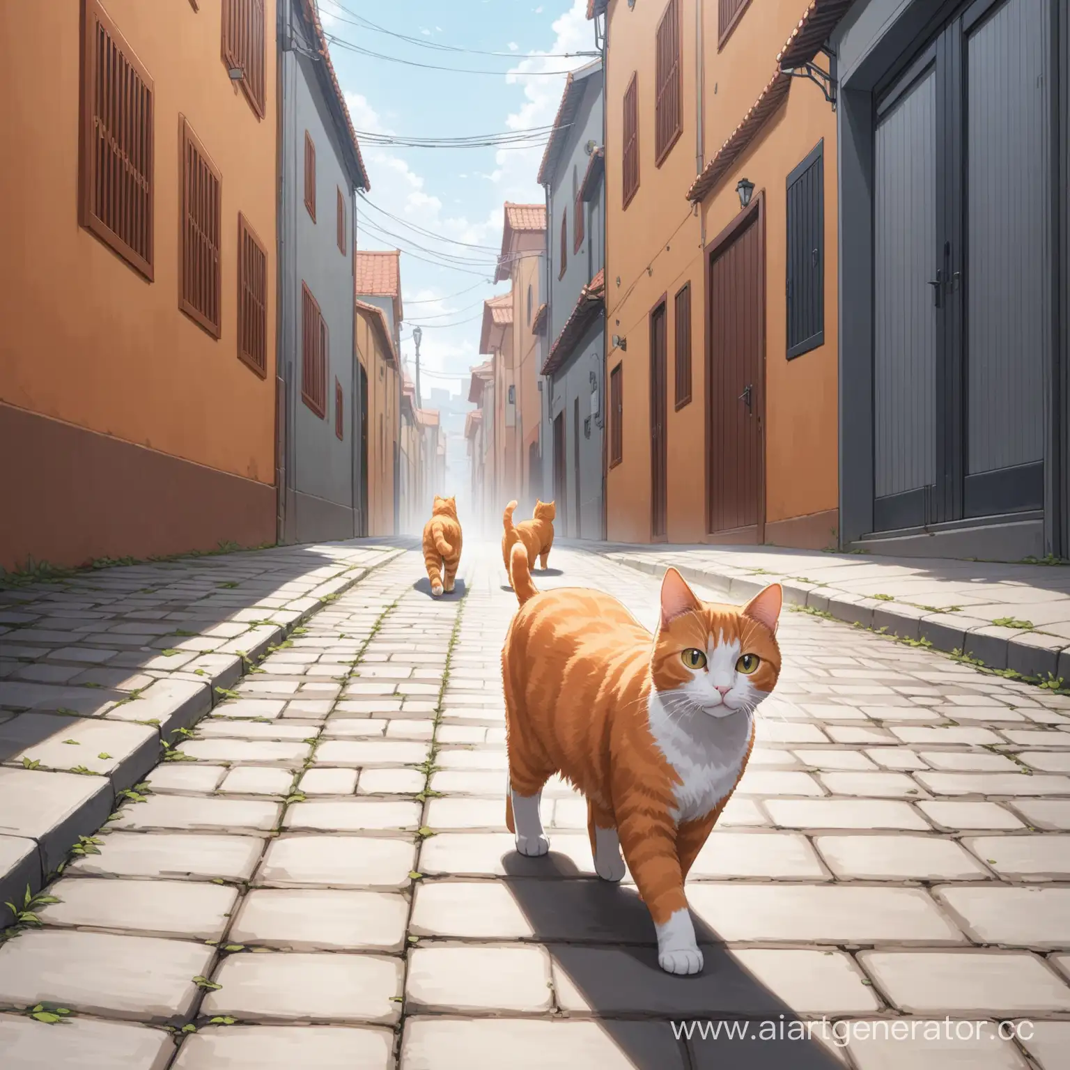 Gray-and-Ginger-Cats-Strolling-Down-the-Urban-Street