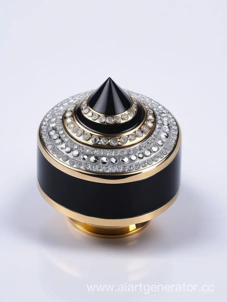 Zamac Perfume decorative ornamental long cap, metallizing finish black and white round diamond on top