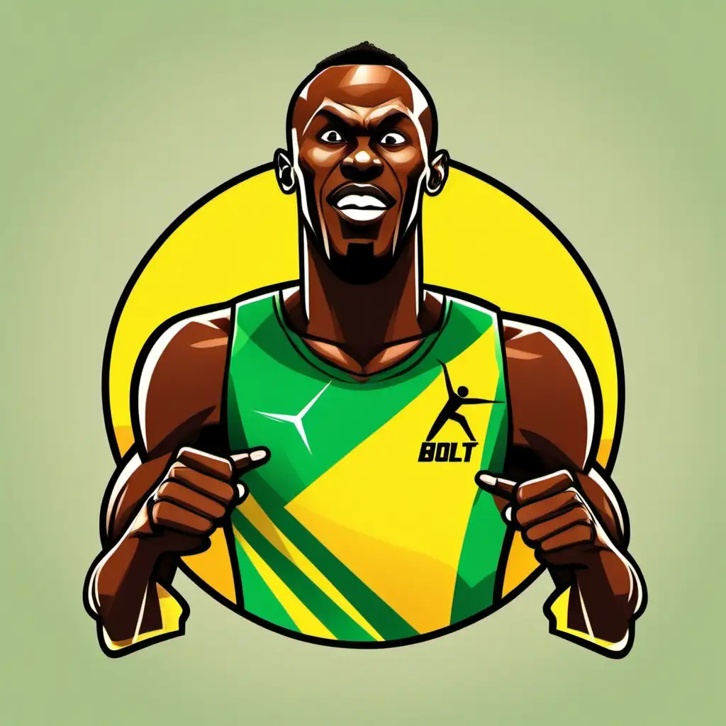 Cartoon Icon Depicting Usain Bolt in Electrifying Motion