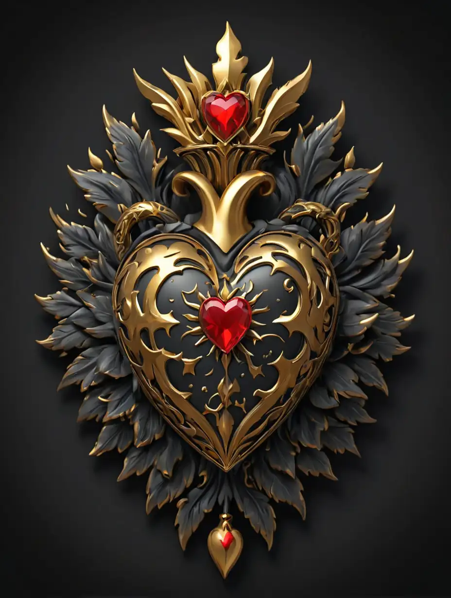 Vintage Tattoo Design with Holy Heart on Black Background