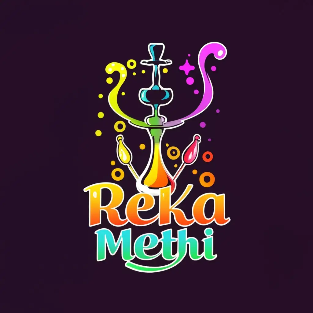 a logo design,with the text "Reka methi", main symbol:Cartoon of a hooka pipe,complex,clear background