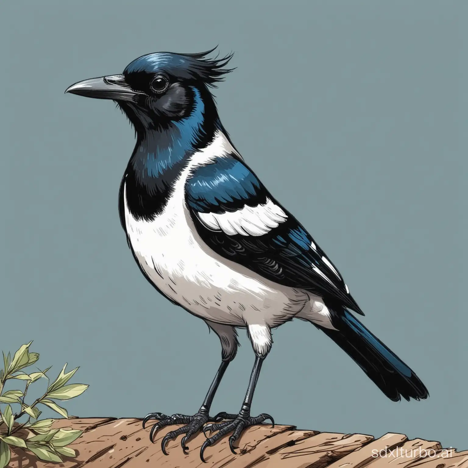 Cartoon-style Illustration of Magpies Cartoon-style Illustration of a Magpie