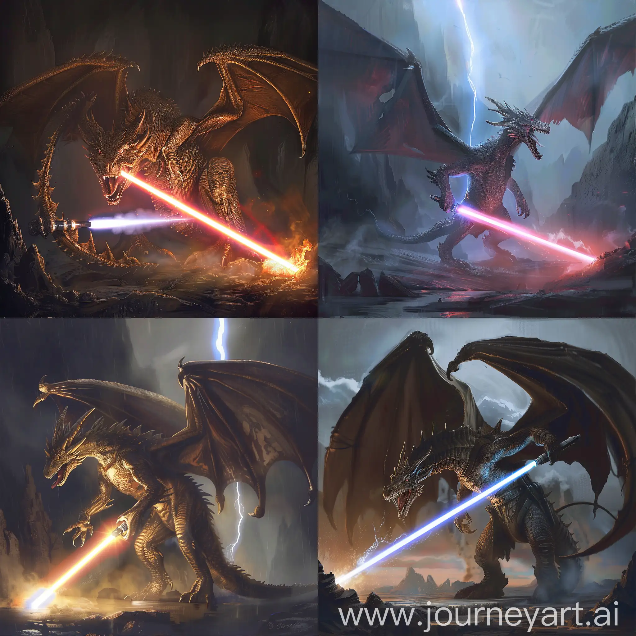 gigant dragon with a light saber