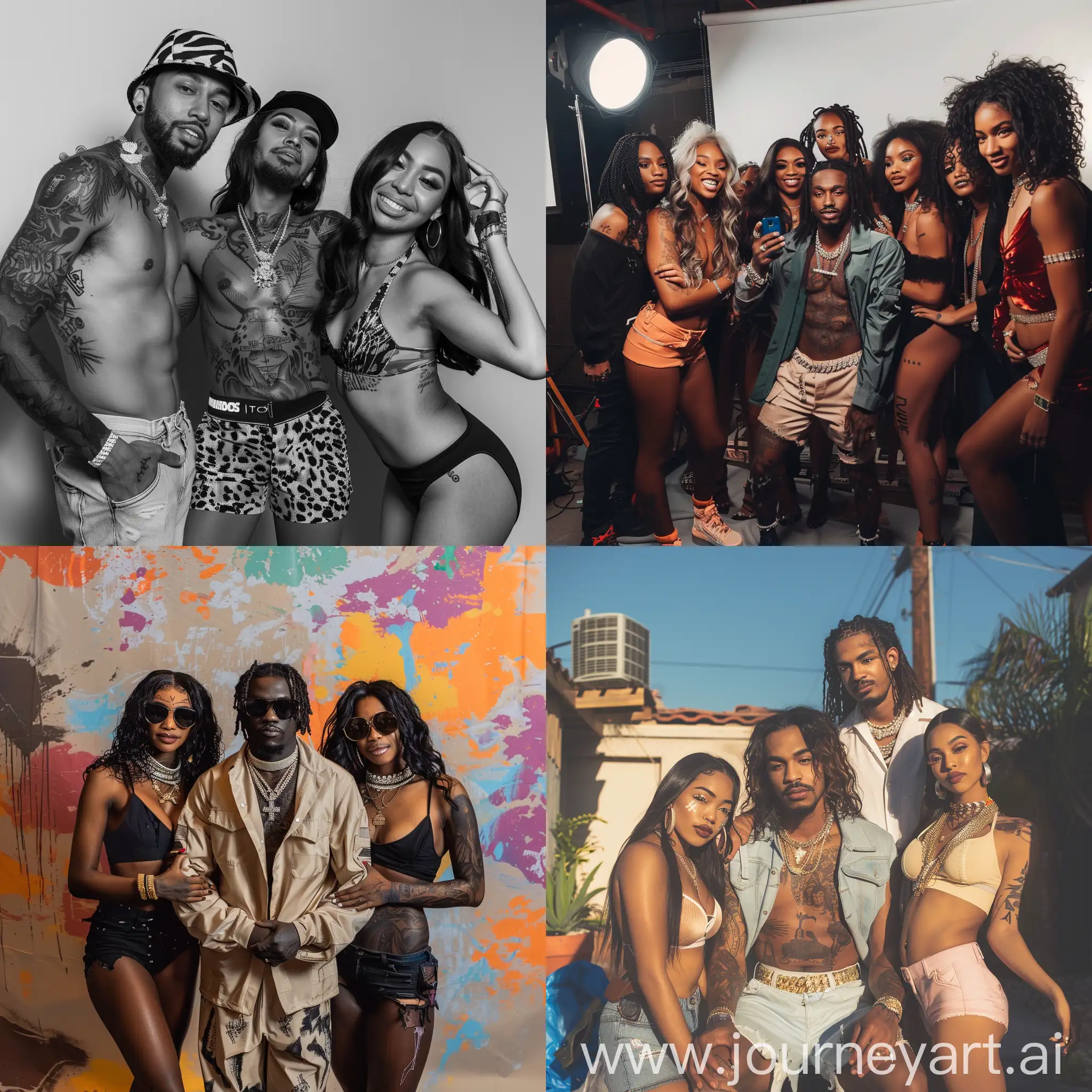 photoshoot of rapper with instagram models