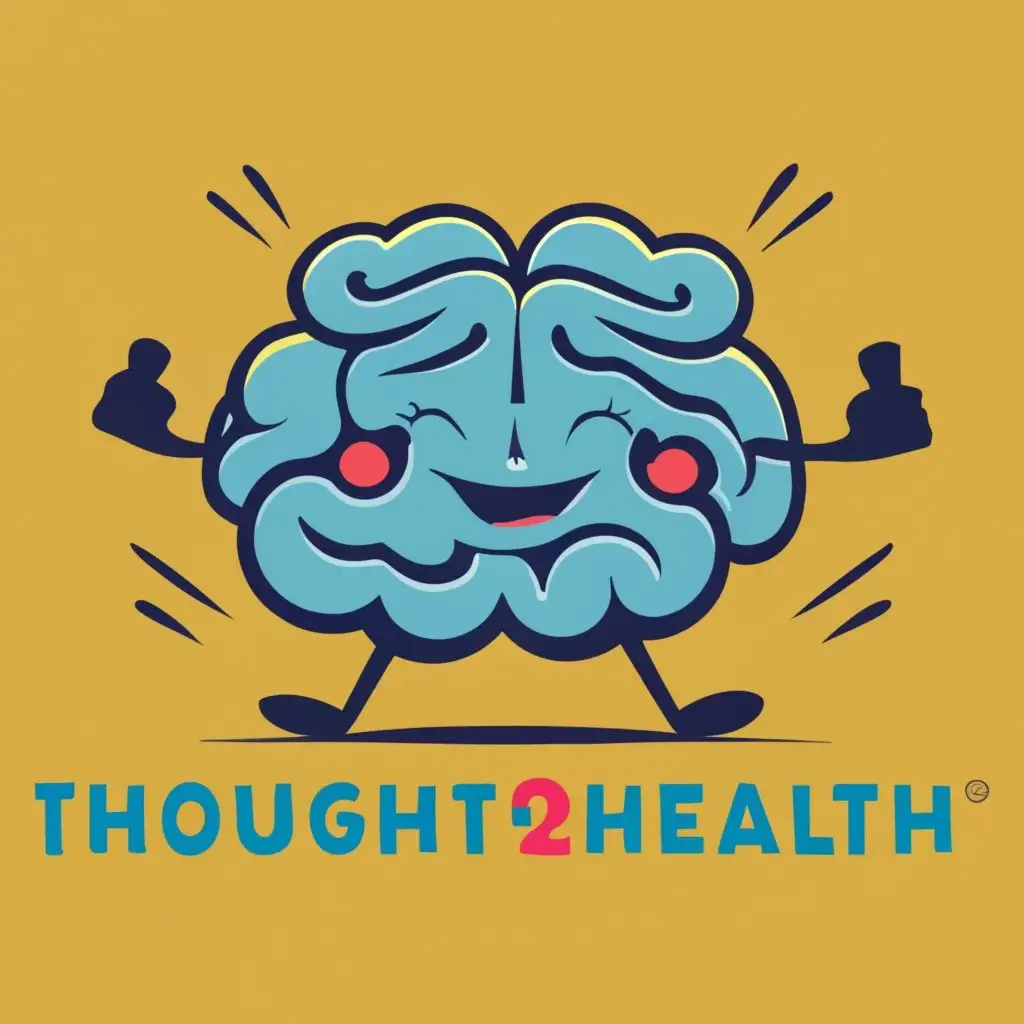 logo, happy brain, with the text "thought2health", typography