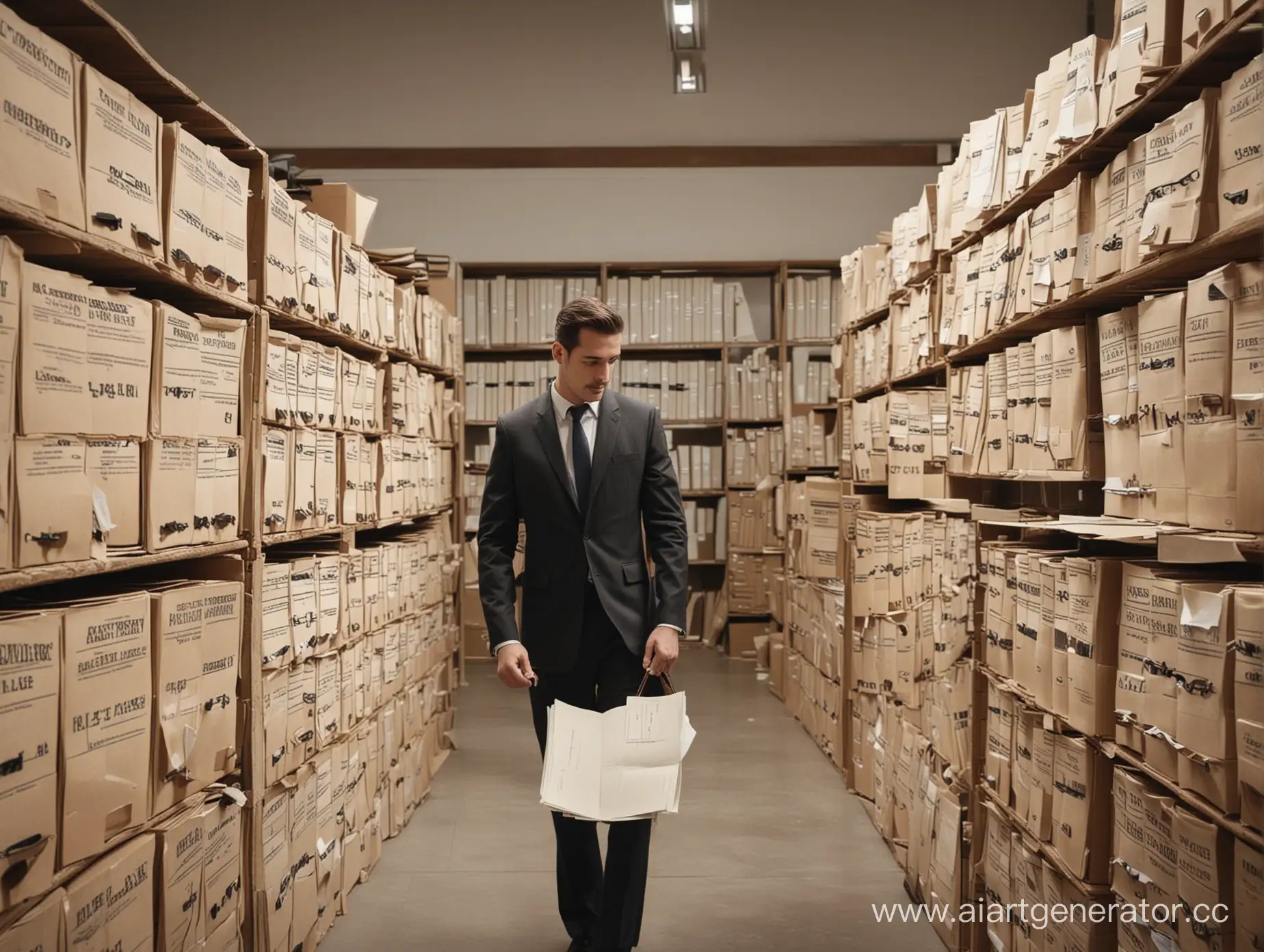 Lawyer-Searching-Frantically-for-Lost-Document-in-Archive
