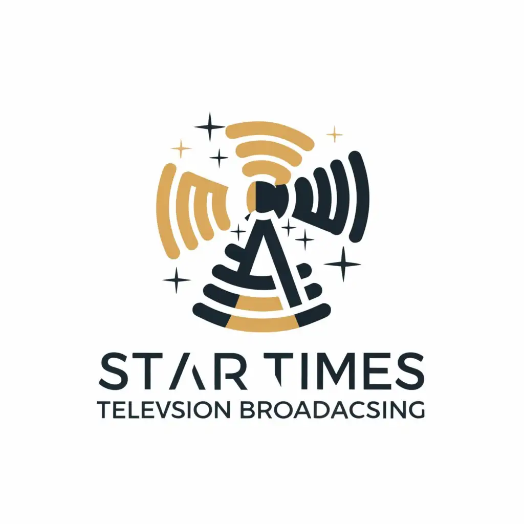 a logo design,with the text "Star Times
Televison Broadcasting
", main symbol:satellite,Moderate,clear background