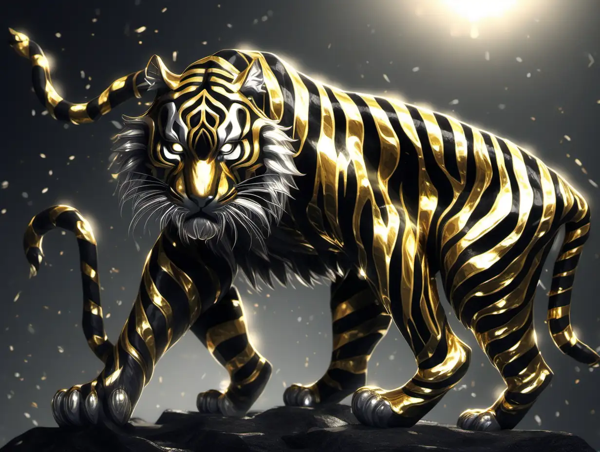 Elegant Black and Silver Tiger Artistry