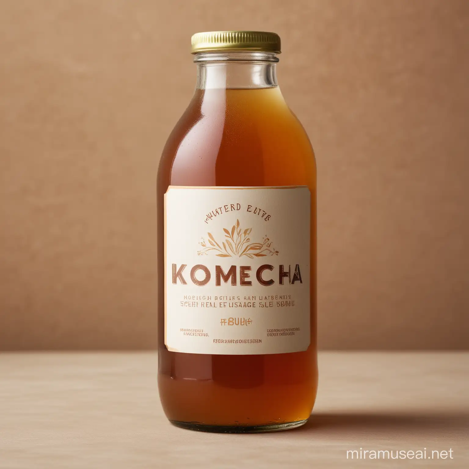 Unlabeled Kombucha Bottle with Vibrant Liquid