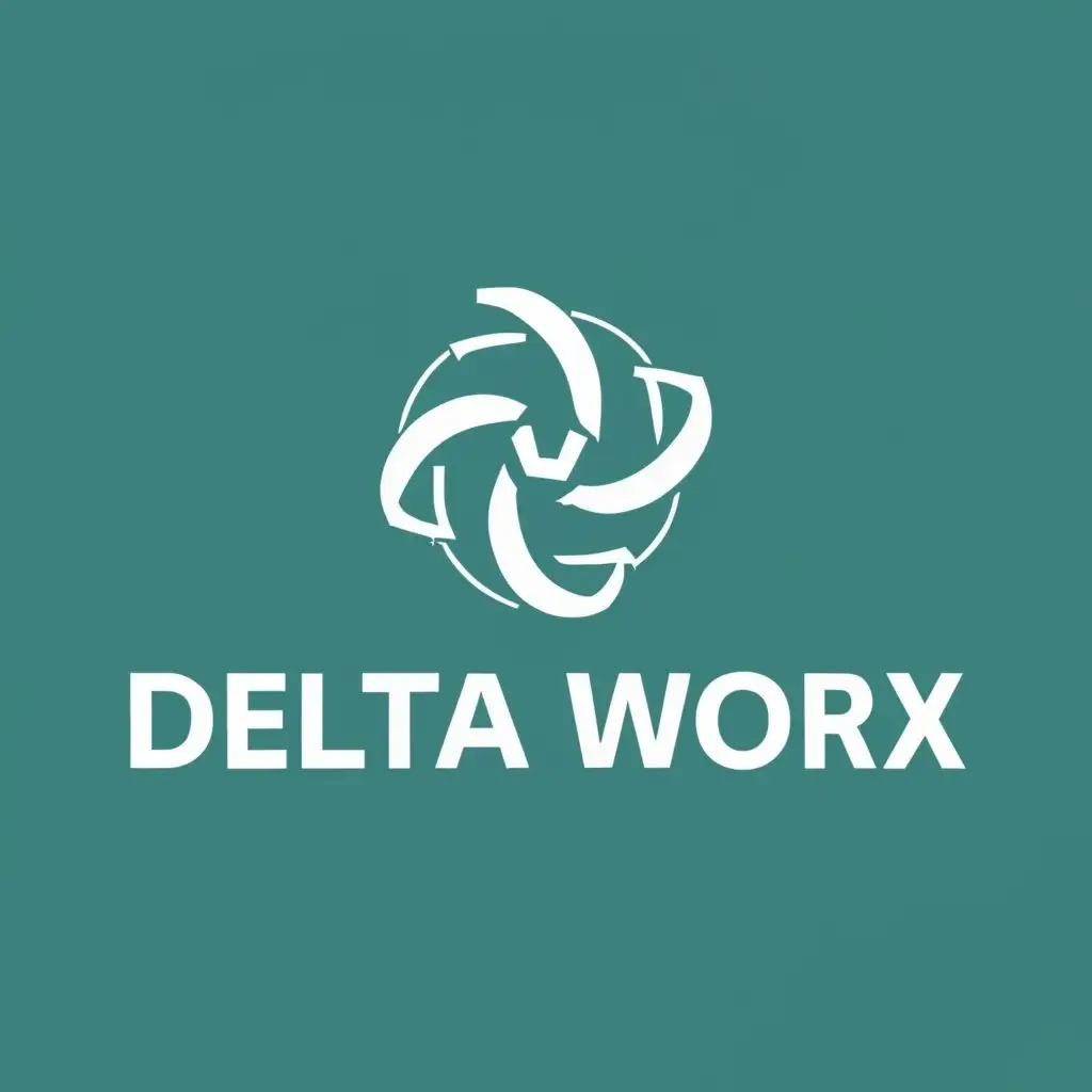 logo, Wankel engine, with the text "Delta Worx Solution", typography