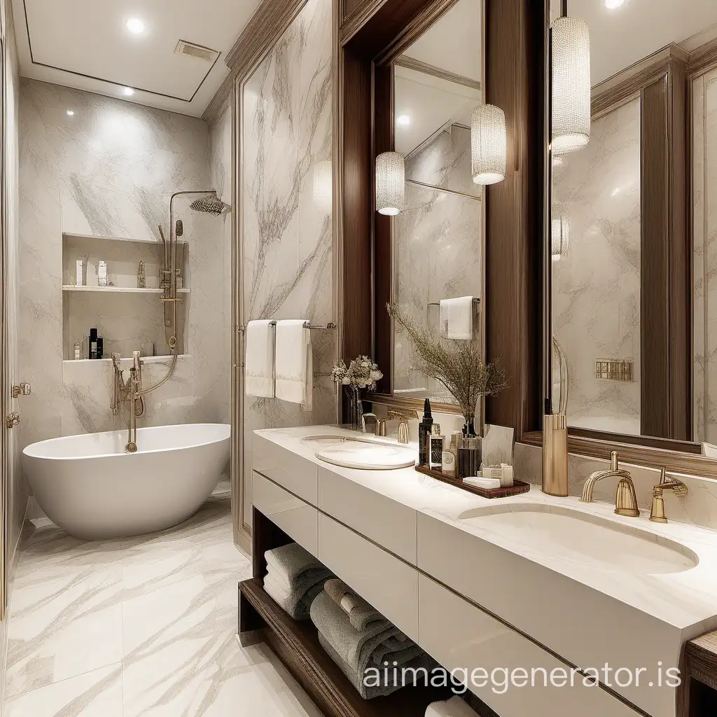 American-style spacious, bright and exquisite bathroom, including exquisite smart products