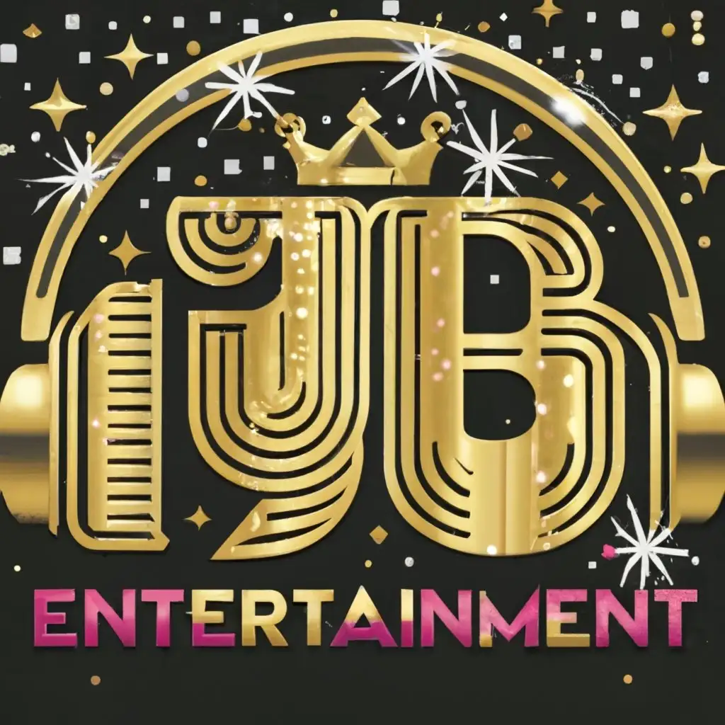 logo, PNG. HEADPHONES. GOLDEN TYPE. DIAMONDS .crown . GLITTER, with the text ""JP Entertainment USA" ", typography, be used in Entertainment industry