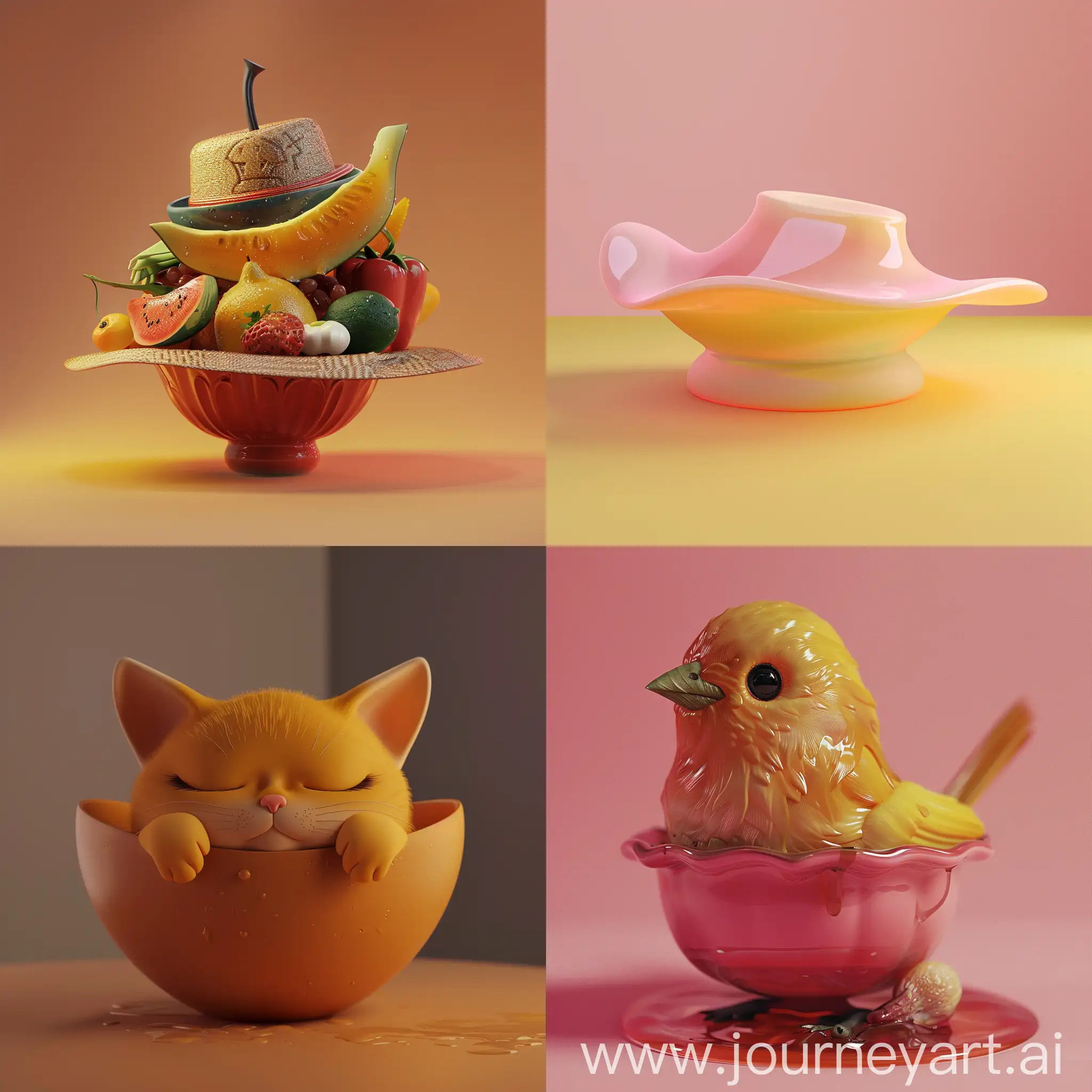 A hat in the shape of a food bowl :: 3D animation 
