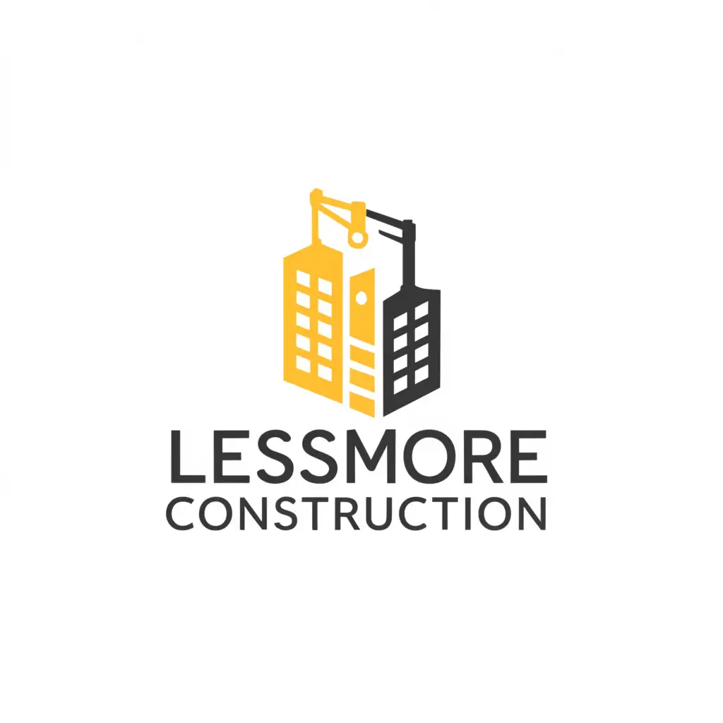 LOGO-Design-For-Lessmore-Construction-Bold-Typography-with-Simplistic-Building-Icon