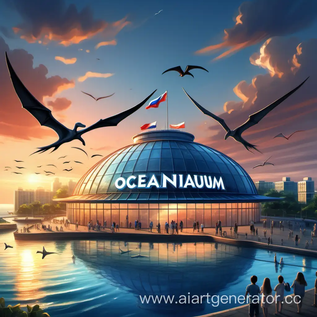 Sunset-Oceanarium-Construction-with-Pterosaurs-and-Russian-Flag