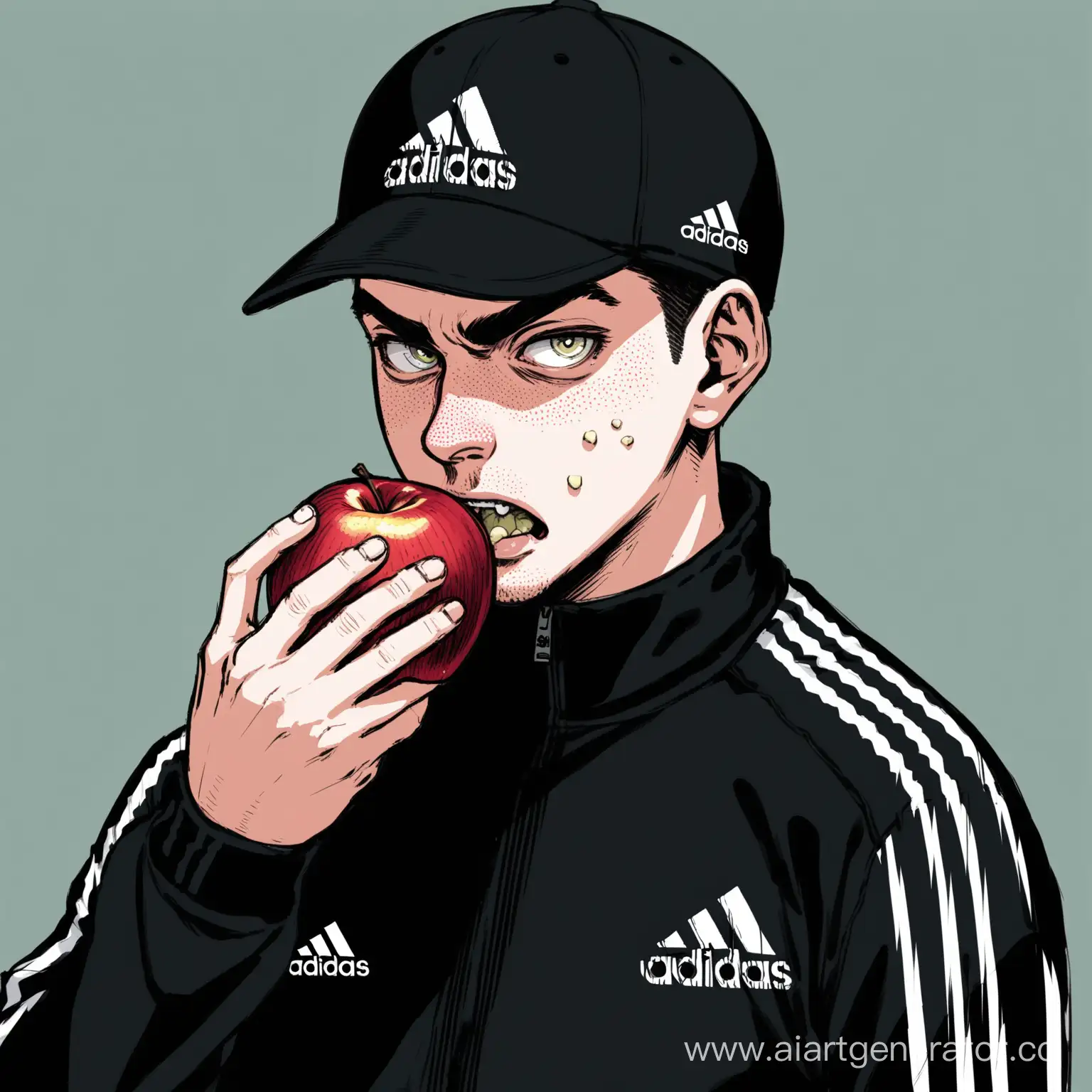 Urban-Hooligan-with-Adidas-Tracksuit-Holding-Apple