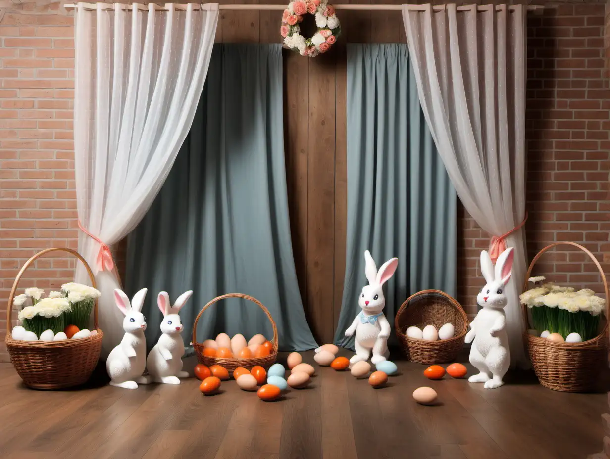 Charming Easter Scene with Rabbits Carrots and Festive Decor