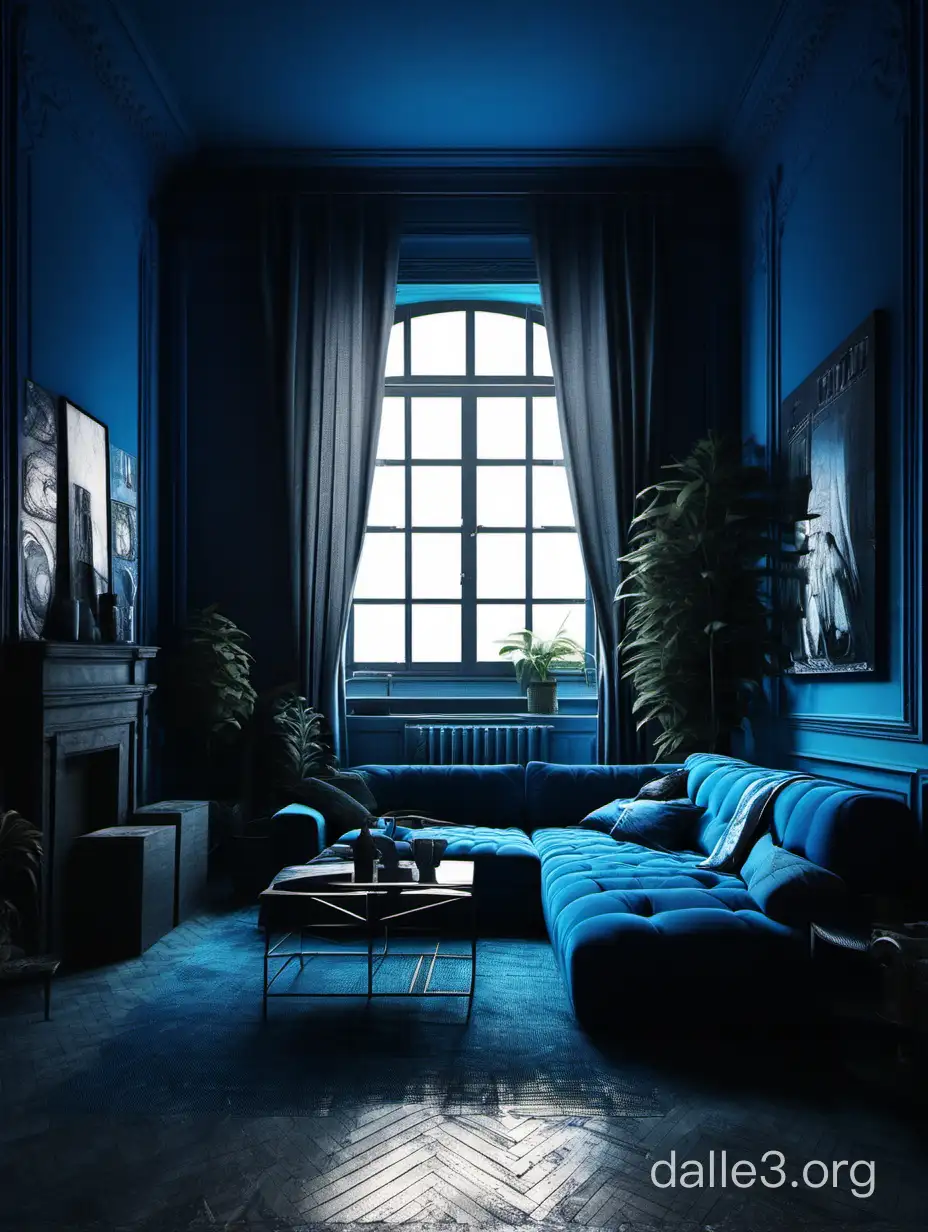 blue dark interier apartment