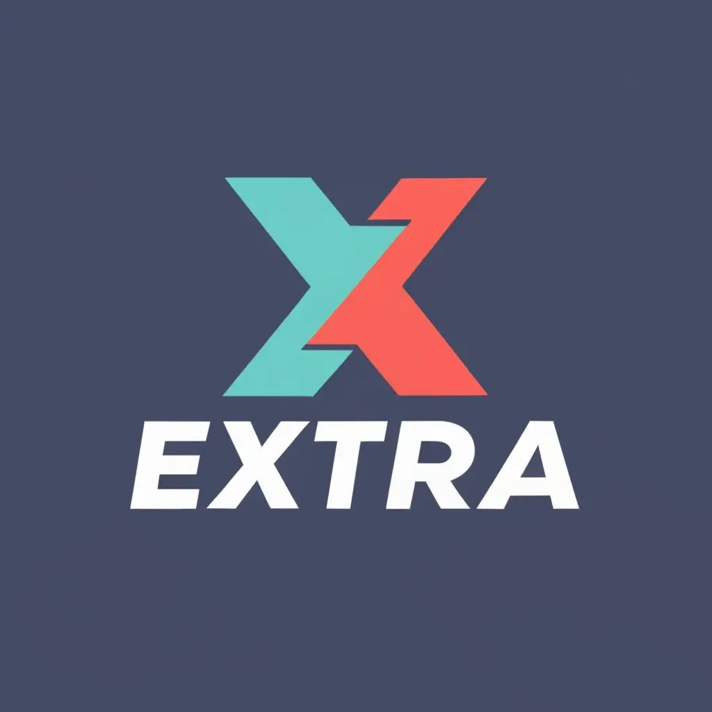 logo, red blue colors X mark emphasis, with the text "extra", typography, be used in Technology industry