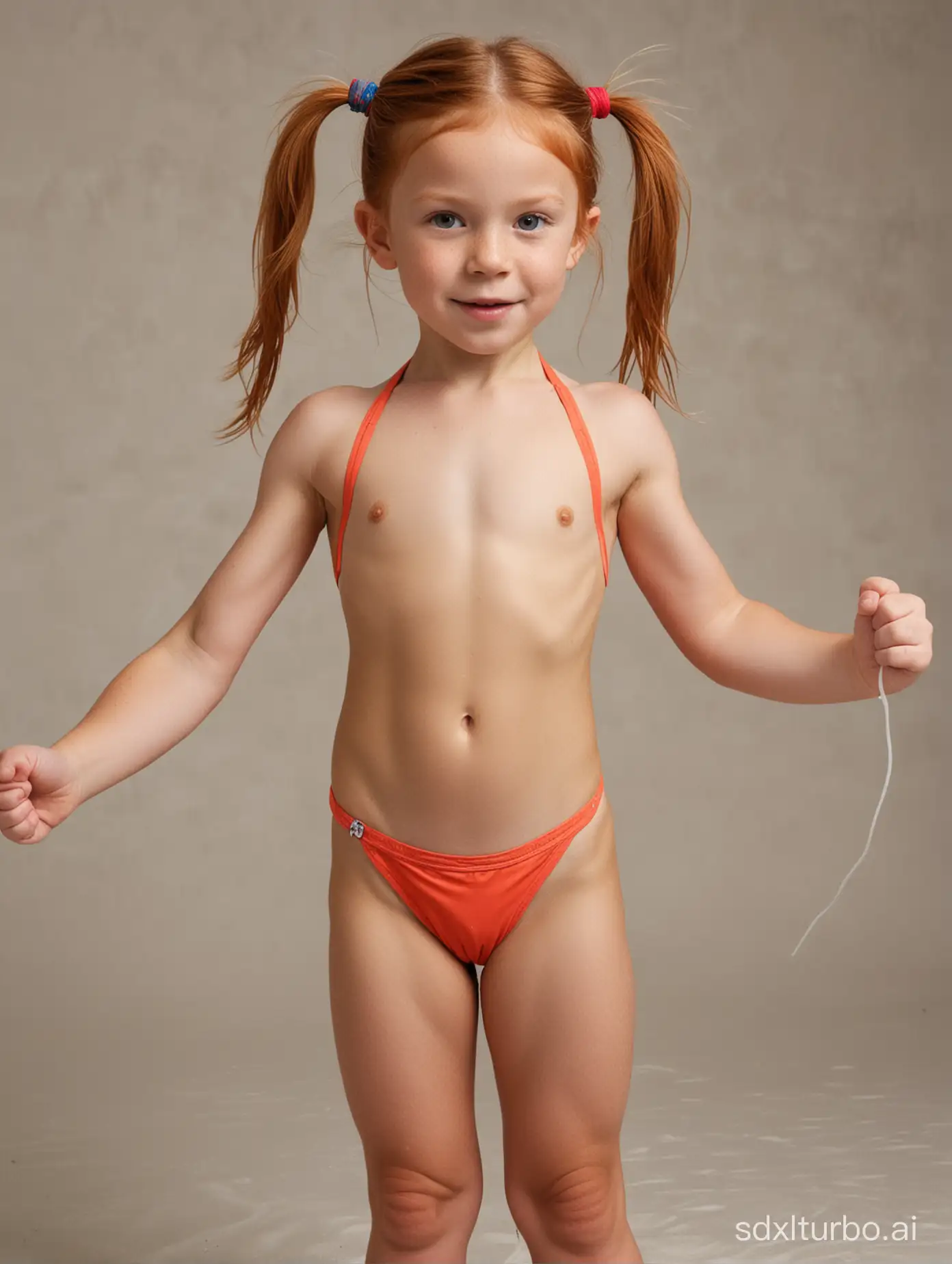 Muscular-7YearOld-GingerHaired-Girl-in-a-Vibrant-Bathing-Suit