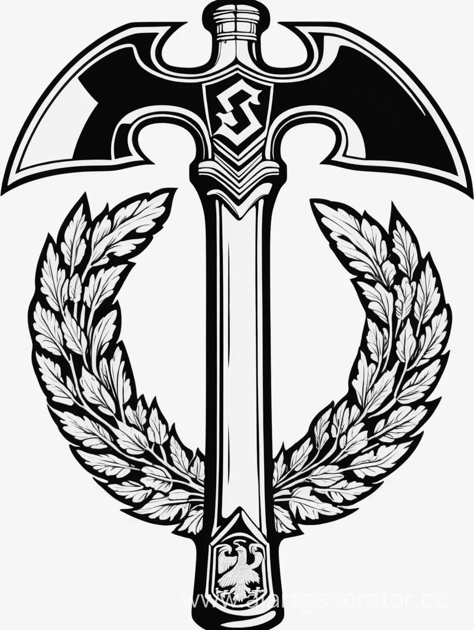 the emblem of the white battle axe in the style of the SS of the Third Reich