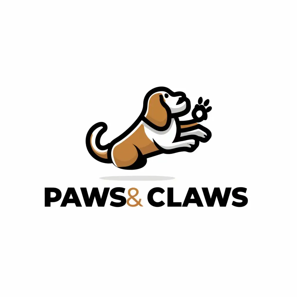 LOGO-Design-For-Paws-and-Claws-Playful-Dog-Silhouette-on-Clear-Background